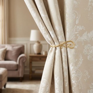 Silver Blossom Jacquard Cream Damask Curtain