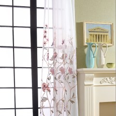 Fragrance Brown Branch Embroidered Sheer Organza Curtain 3