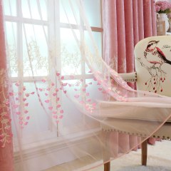 Sweet Heart Pink Embroidered Sheer Curtains 3