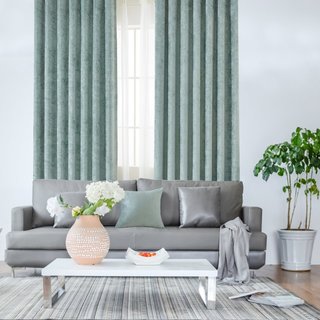Luxury Duck Egg Sage Green Chenille Curtain Drapes