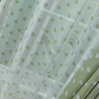 Classic Polka Dot Olive Green Sheer Curtain 6