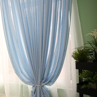 Crisscross Calm Baby Blue Textured Sheer Curtain 3