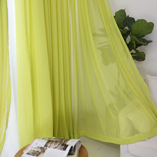 Crisscross Calm Lime Green Textured Sheer Curtain 2