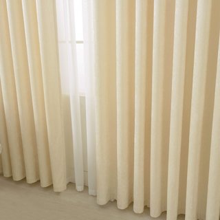 LuxeTouch Cream Off White Chenille Curtain Drapes 3