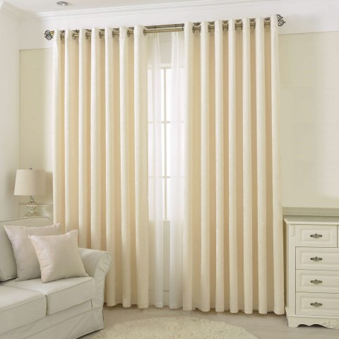 LuxeTouch Cream Off White Chenille Curtain Drapes 1