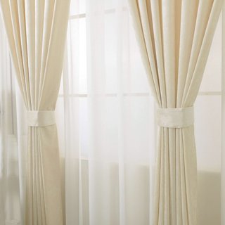LuxeTouch Cream Off White Chenille Curtain Drapes 4