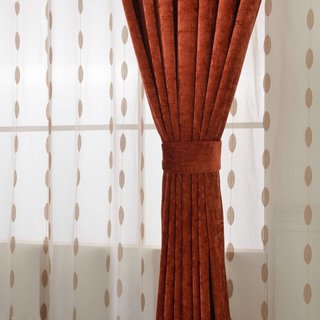 LuxeTouch Terracotta Burnt Orange Rust Red Chenille Curtain 2