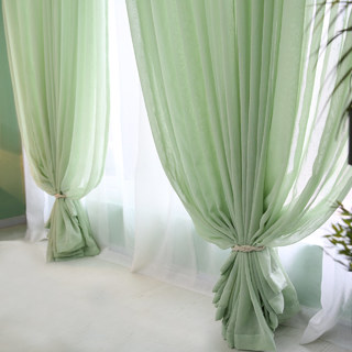 Notting Hill Sage Green Textured Sheer Curtain 1