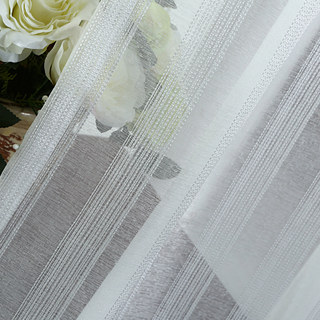 Silver Shimmery Striped White Sheer Curtain 4
