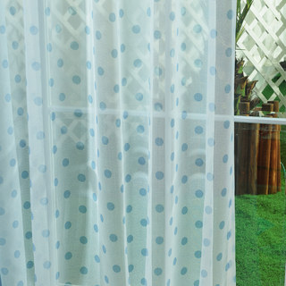 Classic Blue Polka Dot Sheer Curtain 3