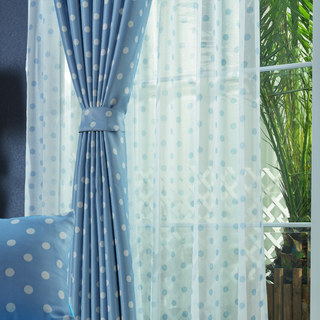 Classic Blue Polka Dot Sheer Curtain 4