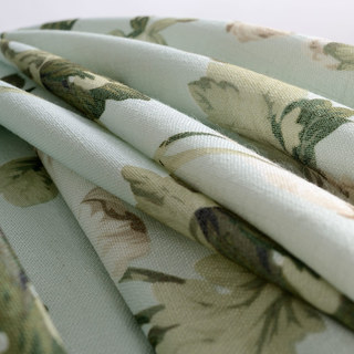 Pastel Peony Green and Cream Floral Curtain 7