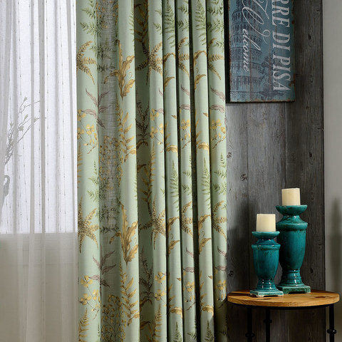 Unique Rustic Glen Green Leaf Curtain 1