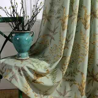 Unique Rustic Glen Green Leaf Curtain