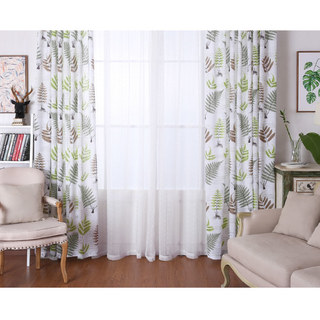 Lush Ferns Green Linen Sheer Curtains 2