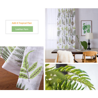 Lush Ferns Green Linen Sheer Curtains 6