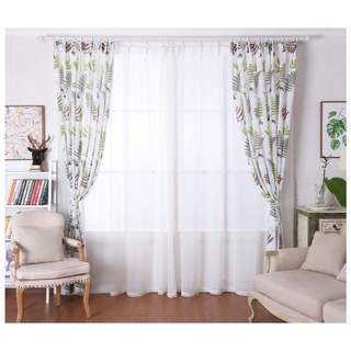 Lush Ferns Green Linen Sheer Curtains 3