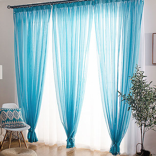Smarties Aqua Blue Soft Sheer Curtain 4