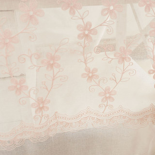 Touch Of Grace Embroidered Blush Pink Flower Sheer Curtain 5