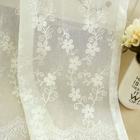 Touch Of Grace Embroidered White Flower Sheer Curtain 1