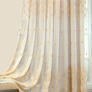 Lined Sheer Curtain Touch Of Grace Beige Embroidered Sheer Curtain with Cream Lining 5