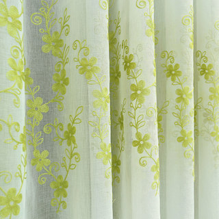 Lined Sheer Curtain Touch Of Grace Green Embroidered Sheer Curtain with Green Lining 3