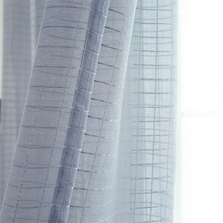 In Grid Windowpane Check Gray Sheer Curtain 1