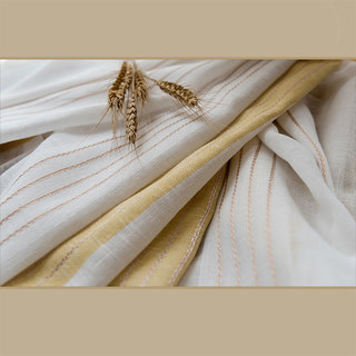 Sunnyside Luxury Linen Yellow Striped Sheer Curtains 6