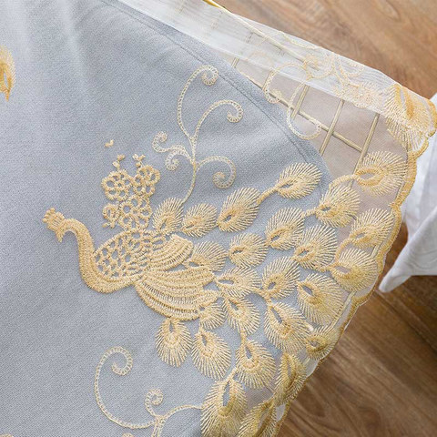 sheer embroidered peacock curtain gold flipped voile curtains