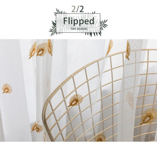 Flipped Rose Gold Peacock Embroidered Sheer Tulle Curtain 5
