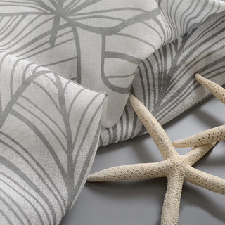 Lush Palm Tree Paradise Textured Gray Semi Sheer Curtain 3