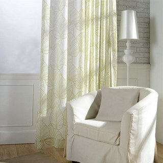 Lush Palm Tree Paradise Textured Green Sheer Curtain 2