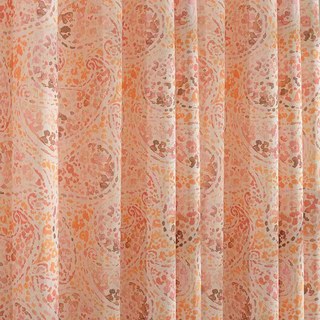 Orange Starburst Paisley Patterned Sheer Curtain 3