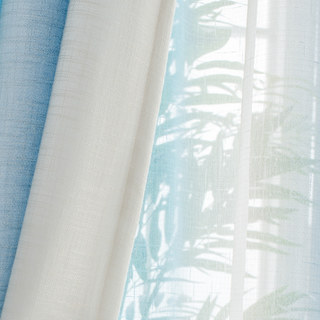 Sea Breeze Cocktail Pastel Sea Blue Coconut White Ombre Striped Sheer Curtain 5