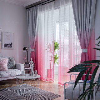 The Perfect Blend Ombre Pink Textured Sheer Curtain 5