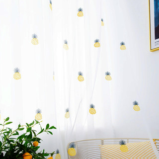 Calypso Tropical Pineapples Embroidered Sheer Curtain 8
