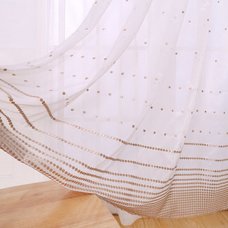 Dotted Dot Embroidered Coffee Brown Sheer Curtain