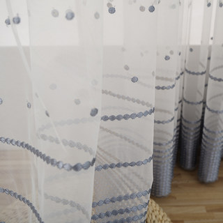 Dotted Dot Embroidered Haze Blue Sheer Curtain 5