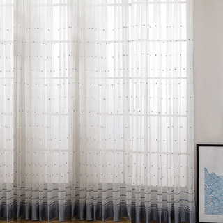 Dotted Dot Embroidered Haze Blue Sheer Curtain 3