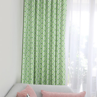 Hello Sunshine Modern Art Deco Green Patterned Curtain Drapes