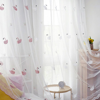 Royalty Sheer Curtains With Embroidered Pink Swans 9