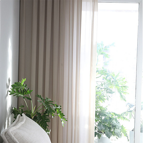 Soft Breeze Beige Sand Chiffon Sheer Curtain 1