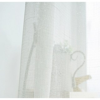 Subtle Silver Textured Glittering White Sheer Curtain 1