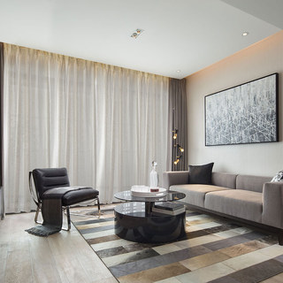 Tide 3D Jacquard Horizontal Striped Grid Pastel Coffee Sheer Curtain 4