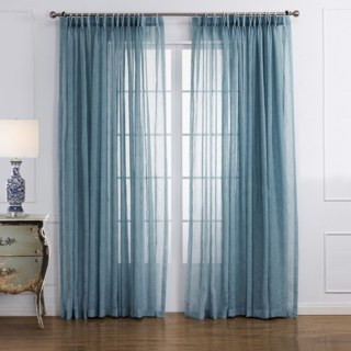 Daytime Textured Weaves Dusky Blue Sheer Curtain 2