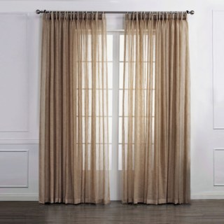 Daytime Textured Weaves Light Brown Sheer Curtain 2