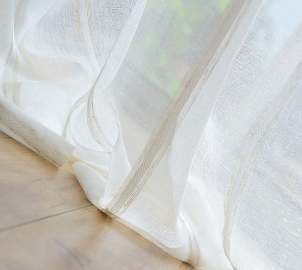 merlin white striped voile curtain