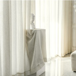Wave Some Magic Oatmeal Net Trellis Heavy Sheer Curtain 6