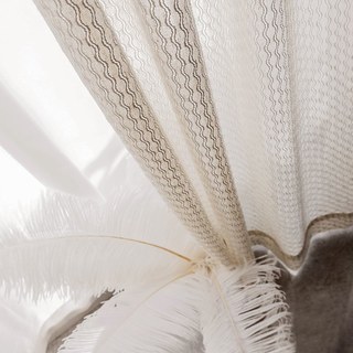 Wave Some Magic Oatmeal Net Trellis Heavy Sheer Curtain 3