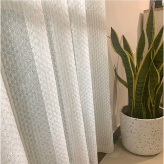 Wave Some Magic Oatmeal Net Trellis Heavy Sheer Curtain 5